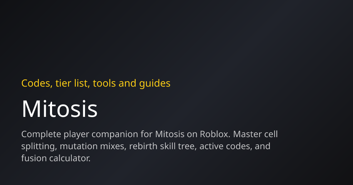 Mitosis Roblox Wiki & Calculator – Evolution Guide & Codes